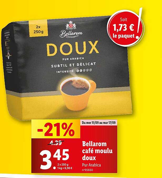 CAFE BELLAROM DOUX POUDRE 500G X (250GX 2)